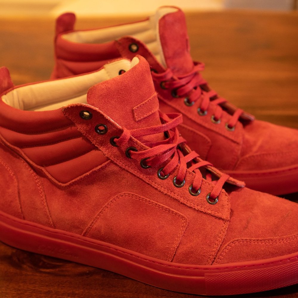 Men’s Del Toro Red Suede Designer High Tops